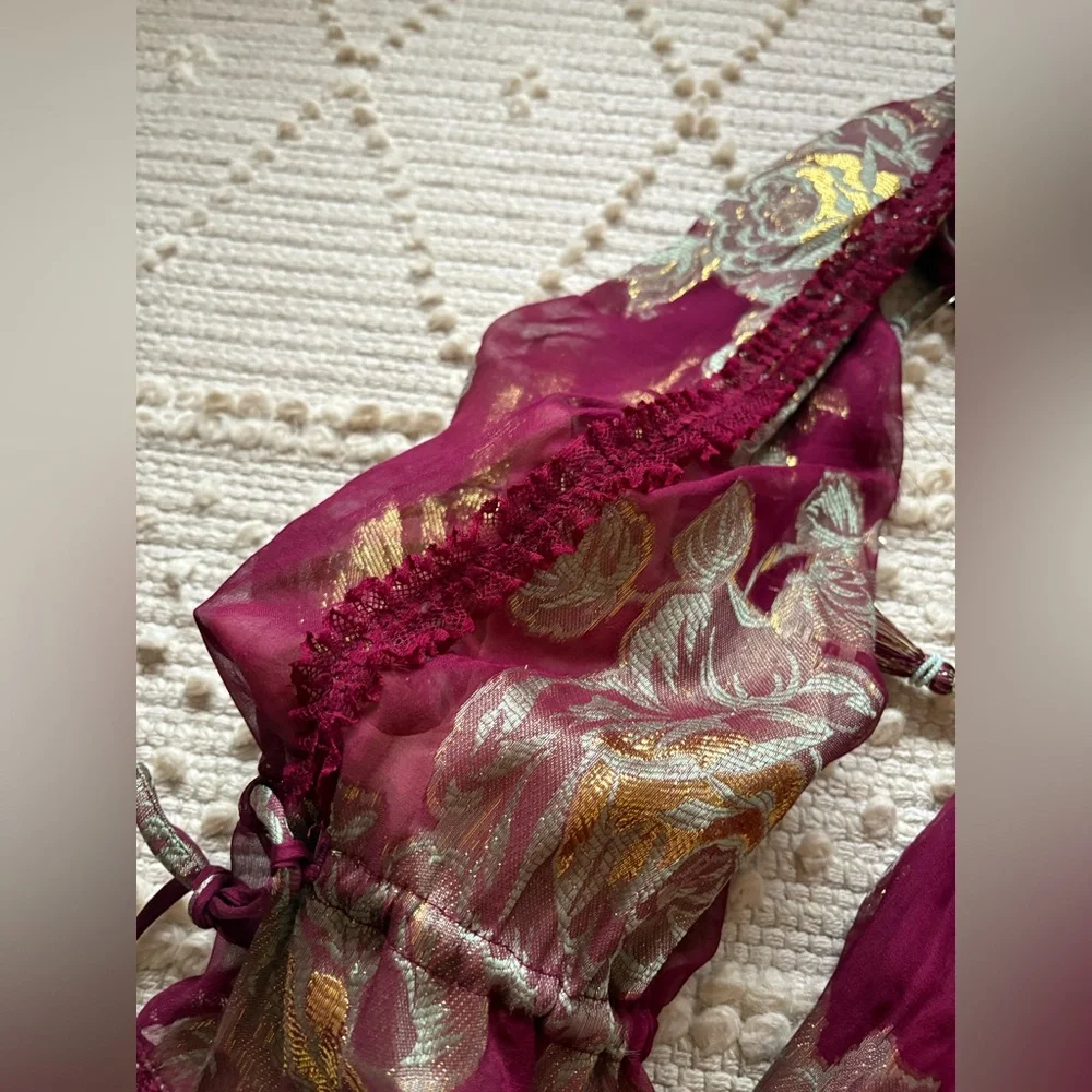 Hemant & Nandita floral shimmer dress size S - Picture 9 of 16
